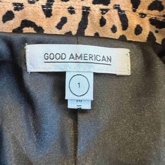 Good American Velvet Leopard Blazer Jacket Animal Print Neutral Career SMALL - Picture 4 of 15